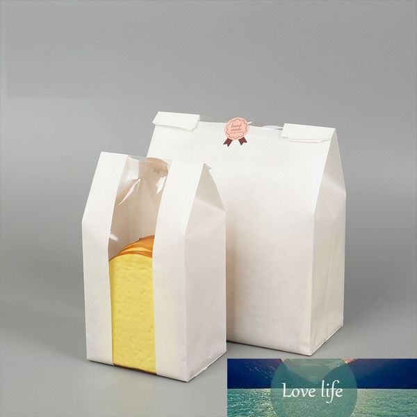 Bolsas de papel Kraft de embalaje blanco para panadería MAYZIN con ventana, bolsa de fondo cuadrado para pan/pastel/sándwich