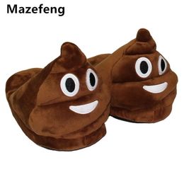 Mazefeng Leuke grappige winter damesmen slippers unisex Brown mode pluche vrouwelijk binnenshuis slippers huis gewoon warme slippers mlae y201026