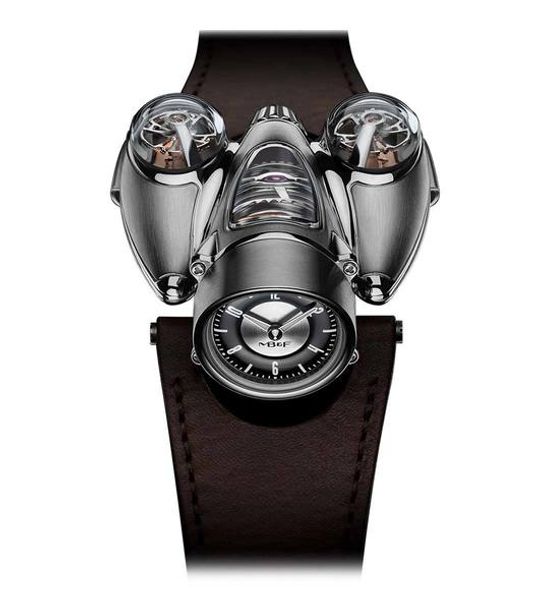 MBF HM9 Flow Titanium Steel Horological Machine Reloj de cuarzo suizo para hombre Adopta principios aerodinámicos Esqueleto Esfera negra Leather211x