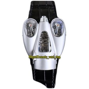 MBF Herenhorloge HM9 Flow Titanium Staal Horologische Machine Zwitserse Quartz adopteert Aerodynamische principes Skeleton Dial Black Lederen Eternity Super versie horloges