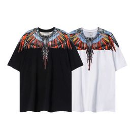 MB T-shirts pour hommes 24ss designer Marcelo MB Trendy Wings manches courtes dégradé plume imprimé hommes et femmes T-shirt demi-manche T
