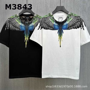MB Heren T-shirts 24ss designer Heren T-shirts M3843 losse, brede versie 240 g zwaar T-shirt met korte mouwen MB vleugels grote veren bedrukt top paar basisshirt