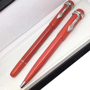 Monte Pens 1912 Heritage -serie Red Color Special Edition M Ballpoint Black Roller Ball Pen met unieke slangenclip