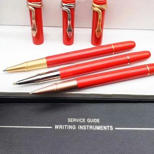 Luxury M Ballpoint Pen Inheritance Series Metal Silver Classic 1912 avec un clip de serpent exquis écrivant lisse Redblack