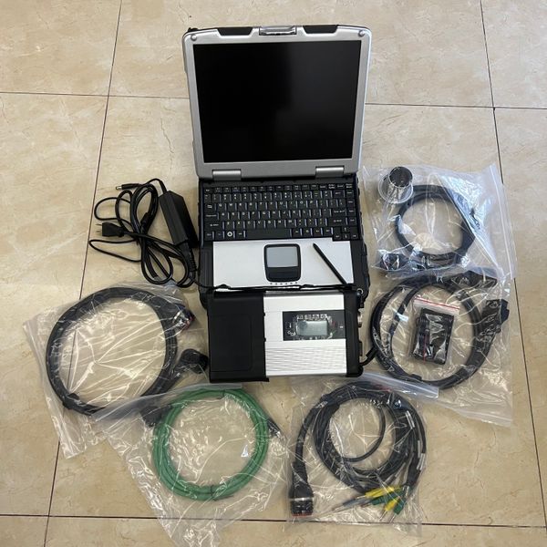 MB Star Herramienta de diagnóstico WiFi SD C5 con HDD 320GB Laptop CF30 Pantalla táctil PC Conjunto completo Escáner Coches Camiones Listo para usar 12V 24V