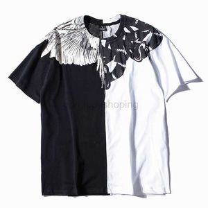 Mb Trendy Marcelo Classic Schwarz-Weiß-Yin-Yang-Wassertropfen-Flügel-Feder-Kurzarm-T-Shirt für Herren und Damenab75 15