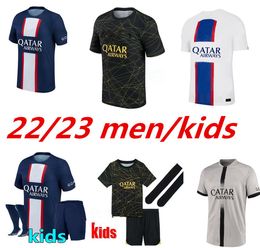 MBAPPE HAKIMI JOUEUR # 30 maillots de football SERGIO RAMOS 22 23 Maillots de football 2022 2023 MARQUINHOS VERRATTI pSGS HAKIMI hommes enfants kit chemise uniformes maillot pied 999