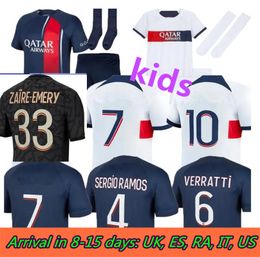 HAKIMI maillot de foot 23 24 kit maillot de football enfant 2023 2024 MBAPPE enfants VERRATTI MARQUINHOS KIMPEMBE quatrième STAR SPECIAL RAMOS Donnarumma