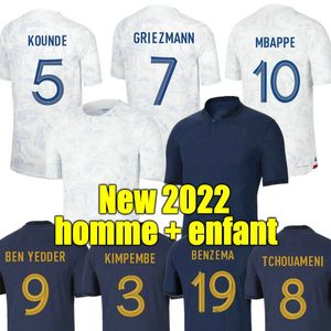 MBAPPE Soccer Jersey 2022 Benzema GRIEZMANN Club français Ensembles complets Coupe du monde POGBA GIROUD KANTE Maillot de foot Equipe Maillots Kit enfants Femmes Hommes Chemise de football