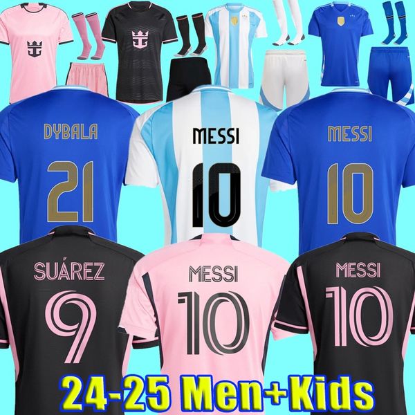 2024 Inter Miami Jerseys de fútbol Messis Suárez Argentina Camisas de fútbol Inters Kits Miamis 24 25 Copa América Di Maria Dybala Martinez Equipo nacional Jersey Kits Kits