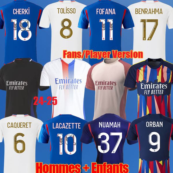 24 25 Soccer Jerseys Maillot de Foot Cherki Nuamah Ol 4th Orban Tagliafico Fofana Football Shirts 2023 2024 2025 Third Lyon Traore Benrahma Kids Kit Equipment