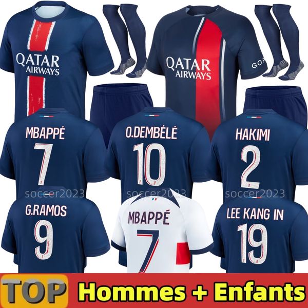 MBAPE SOCCER JERSEYS Joueur de football Jersey O.Dembele Hakimi Sergio Ramos 24 25 Maillots de football 2024 2025 Verratti Icardi Men Kid Kit Kit Set Enfants uniformes