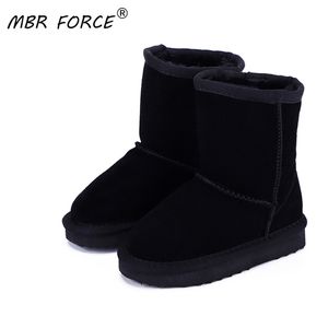 MBR Force modieuze kinderen warme sneeuw winter echte lederen jongensmeisjes enkel laarzen bont schoenen lj201201