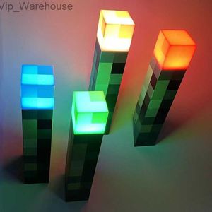 MC Game Torch Light Brownstone LED Night Light USB Rechargeable Bedroom Decoration Table Lamp Gift Lamp for Kids Bedside Lamp HKD230829 HKD230829