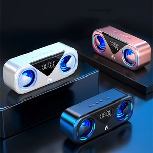 MC-H9 Bluetooth Haut-Parleur Sans Fil Basse Stéréo Affichage LED Réveil Maison Téléphone Portable Mini Audio Subwoofer 3000mAh Volume Intelligent Deux Haut-Parleurs