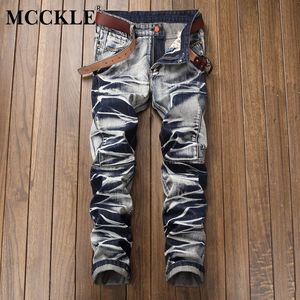 MCCKLE métrosexuel droit jean hommes rétro coupe ajustée jeans décontractés Vintage homme Denim pantalon homme pantalon