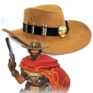 McCree Badge Hat Western Cowboy Costume Props Hero Pirate Hat Rôle Play Game Accessoires Ow Adult masculin adolescent et garçon Halloween 240515