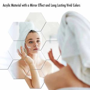 Mcdfl grote zeshoekige spiegelstickers voor slaapkamer grote acrylwandspiegels model decoratieve zelfklevende badkamer zachte 3D-tegels
