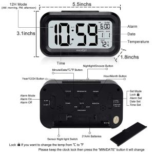 MCDFL SMART ALARME CLOCK POUR LES ENFANTS Réveille-toi Loud petites horloges numériques LCD LATRÉS LA NUMÉRIEL