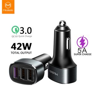 McDODO 3 PORTS 42W Snelle lading 4.0 3.0 USB Samsung Xiaomi Super Fast 5A SCP voor Huawei Car Telefoon oplader