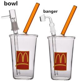 McDonald Glass Bong Bubbler Nagel Hoofd Dab Rigs Hookahs Rooking Waterpipe Dabber Tube Droog rookpijpen met 14 mm gewricht