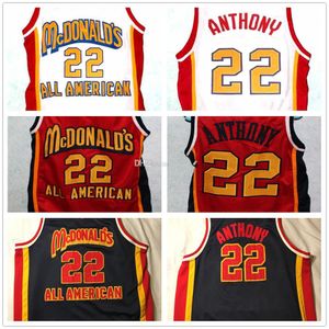McDonald's All American Carmelo Anthony # 22 Jersey Basketball Blanc Red Navy Blue Retro Mens Ed Custom Any Number Nom Jerseys