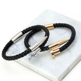 Bracelets Mcllroy hommes supports Bracelets Pulseiras 6mm tissage en cuir véritable bracelet à ongles charme amour bracelet manchette masculina269S