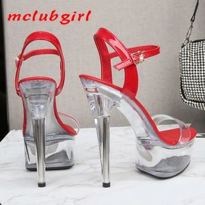 Mclubgirl cristal show stripper talons plates-formes de chaussures transparentes hautes sandales femelles chaussures de mariage transparent lfd 240424
