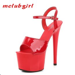 Mclubgirl Mujeres Sexy Show Sandalias 13 15 17 CM Tacones altos Sexy Plataforma Color Sandalias Niñas Zapato para Party Club Drop Sale LFD 220411