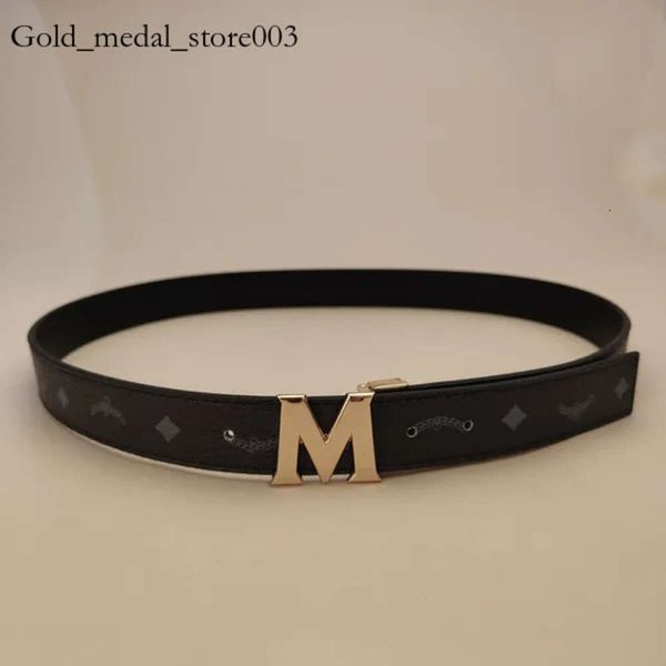 MCN Belt 24SS Top Quality M Luxury Designer Belt Buckle Fashion Geothesine Leather Women Belts For Men Letter Double Big Gold Silver Classical 758
