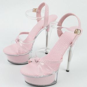 Mcublgirl sandalen roze sexy super hoge hakken 15 cm dunne hiel waterdicht platform kristallen schoenen bruiloft banket LFD v