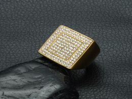 MCW Square Drill Geometric Gold Gevulde titanium roestvrijstalen ringen voor heren sieraden4505856