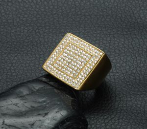MCW Square Drill geometrisch goud gevulde titanium roestvrijstalen ringen voor herenjuwelen7980300