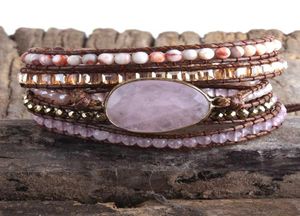 MD Fashion Boho Bracelet perlé Bracelet à la main à la main Mythme Natural Stones Crystal Stone Charme 5 brins Bracelets Gift Drop 7682377