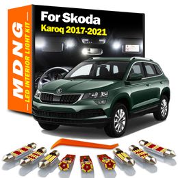 MDNG 13PCS CANBUS AUTO -ACCESSOIRES LED Interior Dome Map Light Kit voor Skoda Karoq 2017 2018 2019 2020 2021 LED -lampen Geen fout