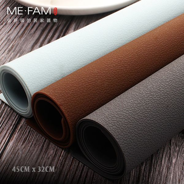 ME.FAM New Simple Cuir Texture Napperon En Silicone Anti-chaud Dish Pad Étanche À L'huile Maison Table À Manger Mesa Protection Mats Y200328