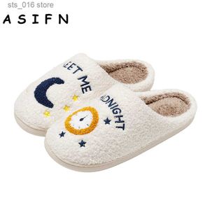 Moi minuit mignon rencontre coussin diapositives asifn at soft warm confort FlAt For Femme Cartoon House House Slippers Shoes drôles T230824 848