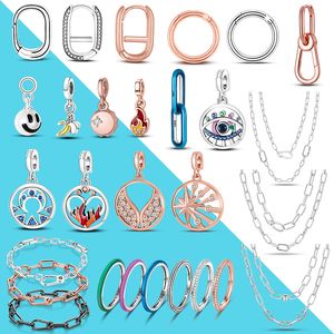 Me Series The Eye Medallion Pendant Charms 925 Silver Fit Pandora Bracelet Necklace DIY Link Earring Styling Two-ring Connector