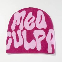 MEA CULPA mode coréenne tout-en-un automne/hiver hip hop tendance européenne et américaine lettre jacquard bonnet tricoté haute qualité H77