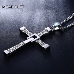Meaeguet acier inoxydable croix colliers pendentifs mode film bijoux le rapide et le furieux Toretto hommes CZ collier CX200721235O