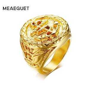 Meaeguet – bague d'ancrage Vintage à motif d'aigle pour hommes, Style Hiphop Rock, couleur or, en acier inoxydable 316L, bijoux de fête 265s