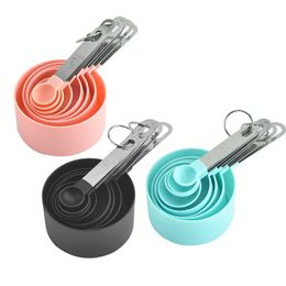 Ensembles de tasses et cuillères à mesurer 8 pièces, outils de mesure emboîtables avec poignée en acier inoxydable, gadget de cuisine pour jauge d'ingrédients secs et liquides MHY005