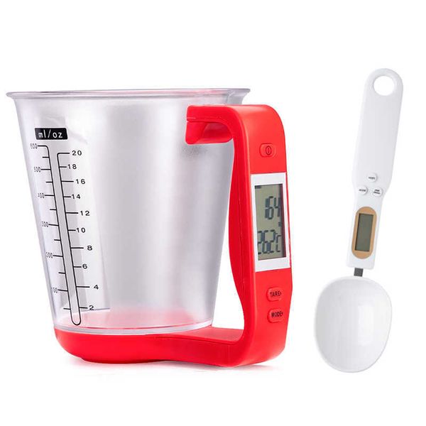 Échelle de tasse à mesurer balances de cuisine électroniques hôte de bécher numérique peser des tasses de mesure de température avec écran LCD 210927