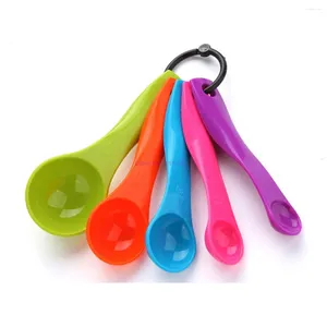 Outils de mesure 100set 5 pcs / ensemble tasses en plastique colorées et cuillères à manche ergonomique Cake Cake cuillère Scoop de cuisine de cuisine