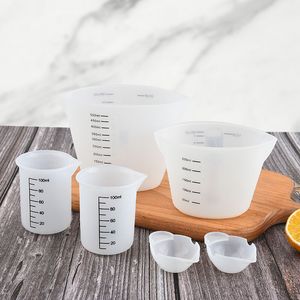 Meetgereedschap 10100250500 ml Measuring Cup Foodgrade Siliconen Meetkruik Maatgereedschap Schalen Mengbeker Cup Keuken Cake Bakgereedschap 230422