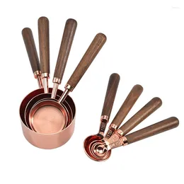 Outils de mesure 20 ensembles de tasses et cuillères en acier inoxydable en or rose pour les ingrédients secs liquides outil de cuisson en gros de la cuisine