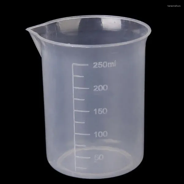 Herramientas de medición, taza transparente de 250ml, vaso de graduaciones numéricas de polipropileno, jarra graduada de plástico transparente para cocina casera