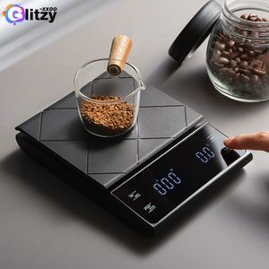 Herramientas de medición 3kg01g Cocina digital Peso Gramos Balanza electrónica Balanza de café de alta precisión Portátil con temporizador Alimentos Espresso en polvo 230221