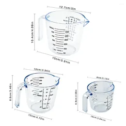 Outils de mesure 3 pcs en plastique tasses transparentes à la maison Cuisine à cuisson Farine de sucre Poud à eau avec échelles