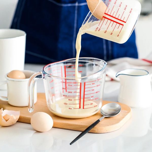 Outils de mesure 500ML1000ML Échelle Tasse Transparente Résistant À La Chaleur En Verre Trempé Tasses À Lait Maison Ustensiles De Cuisson Ustensiles De Cuisine 231129